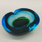 Vintage Murano Glas Aschenbecher Blau Grün – Massiv & Dekorativ