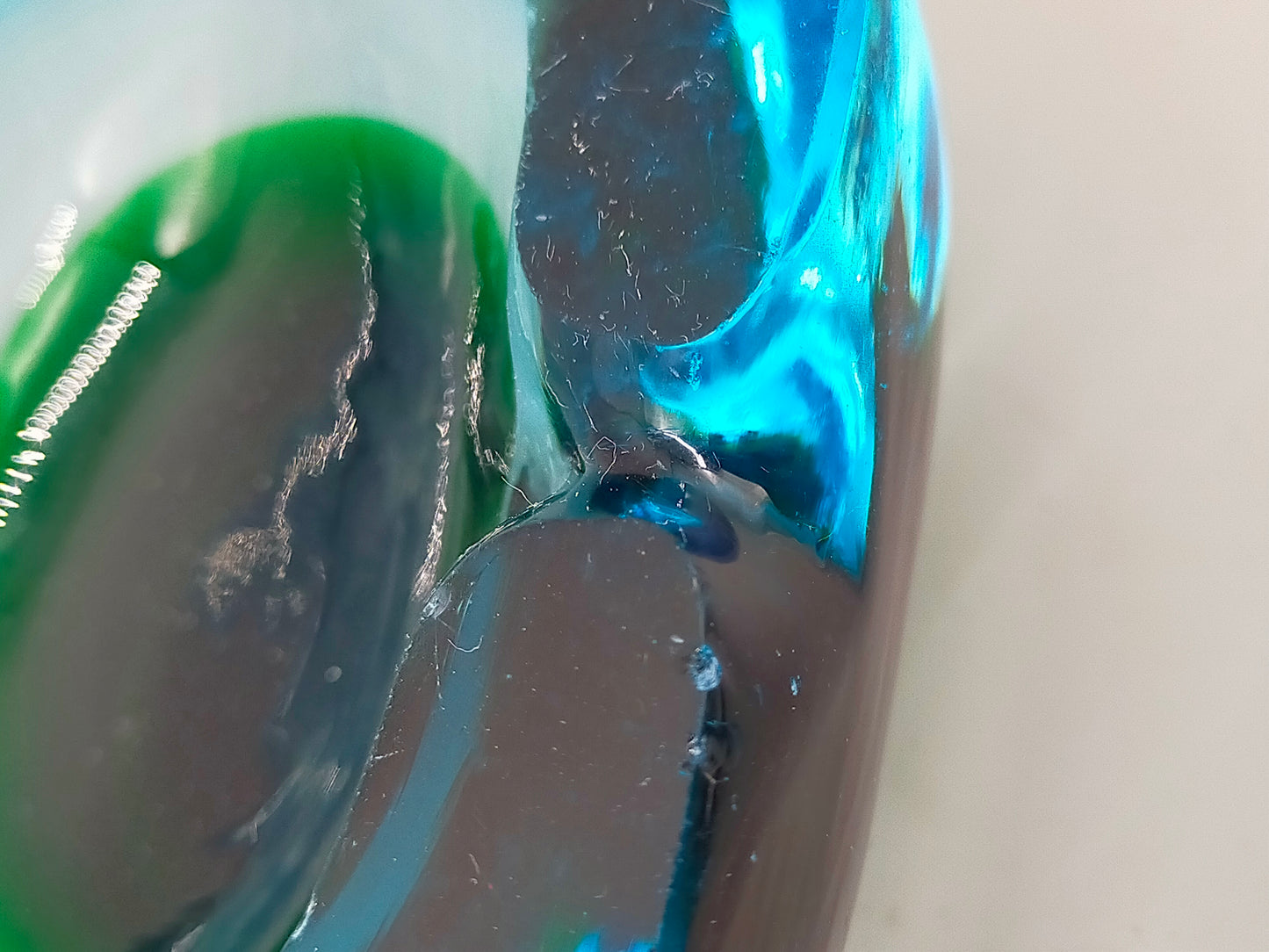 Vintage Murano Glas Aschenbecher Blau Grün – Massiv & Dekorativ