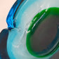 Vintage Murano Glas Aschenbecher Blau Grün – Massiv & Dekorativ