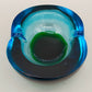 Vintage Murano Glas Aschenbecher Blau Grün – Massiv & Dekorativ