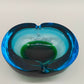 Vintage Murano Glas Aschenbecher Blau Grün – Massiv & Dekorativ