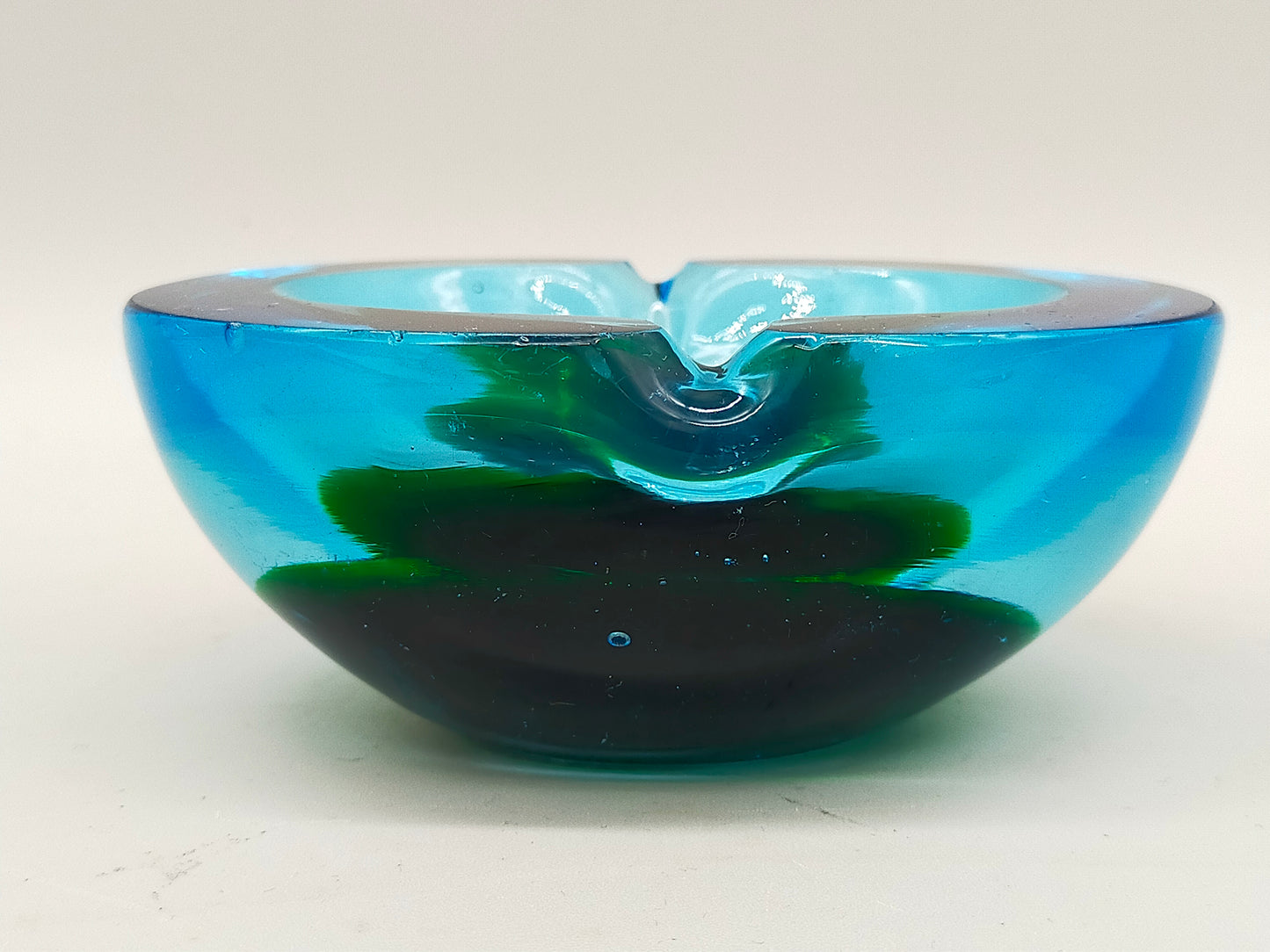 Vintage Murano Glas Aschenbecher Blau Grün – Massiv & Dekorativ