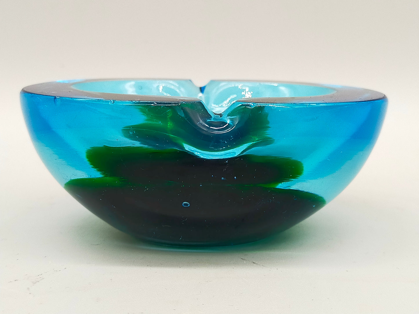 Vintage Murano Glas Aschenbecher Blau Grün – Massiv & Dekorativ