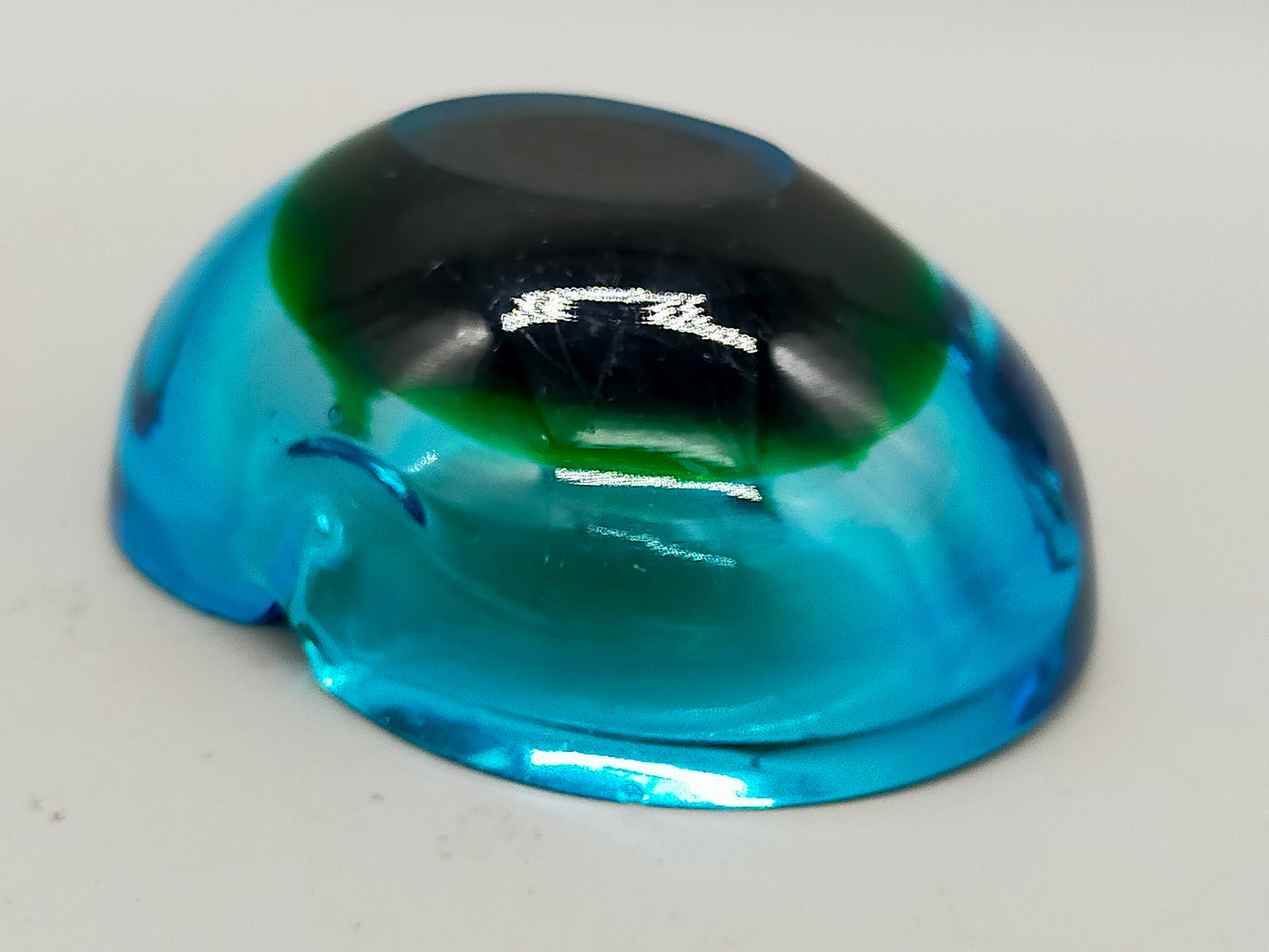 Vintage Murano Glas Aschenbecher Blau Grün – Massiv & Dekorativ