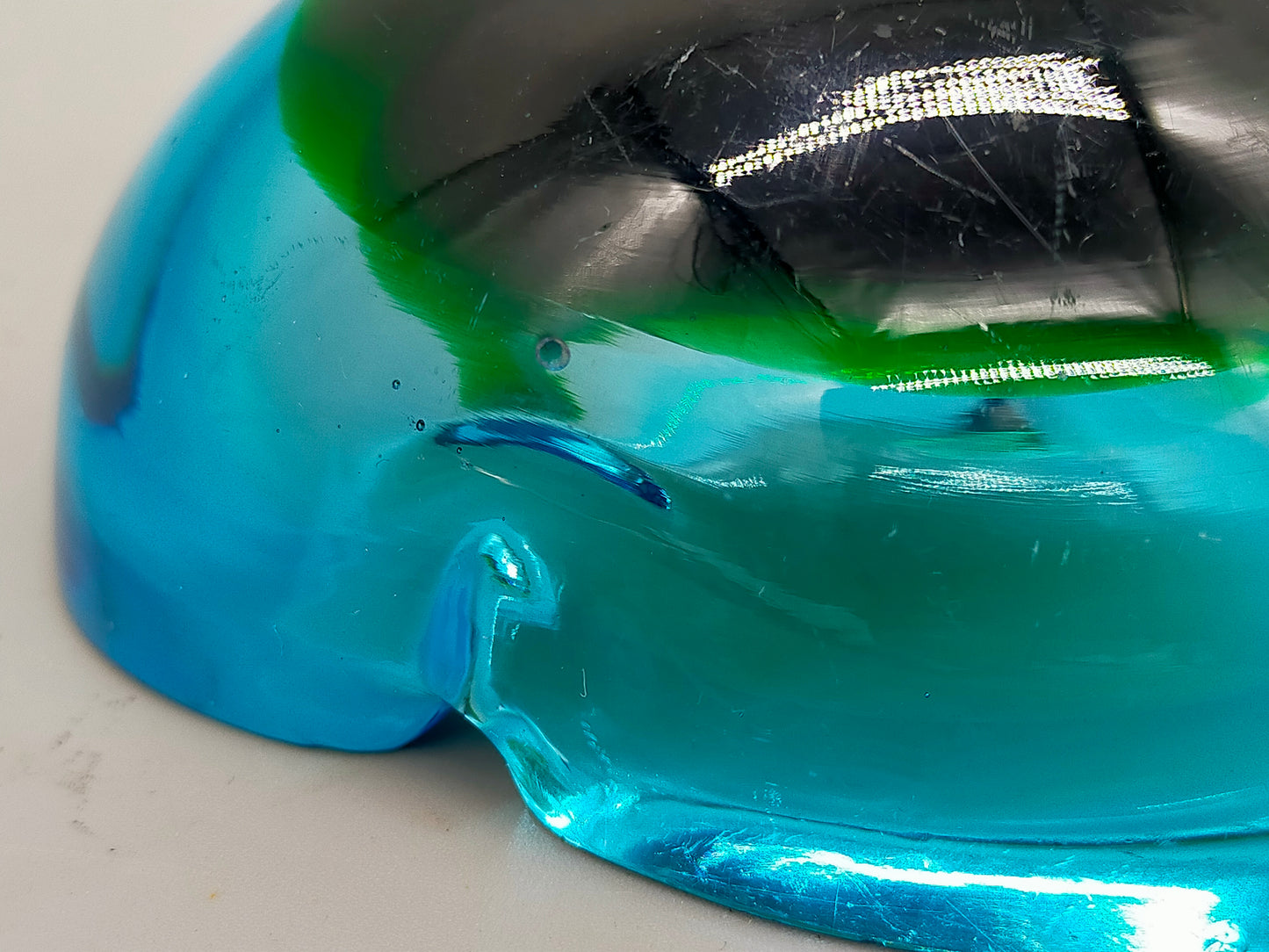 Vintage Murano Glas Aschenbecher Blau Grün – Massiv & Dekorativ