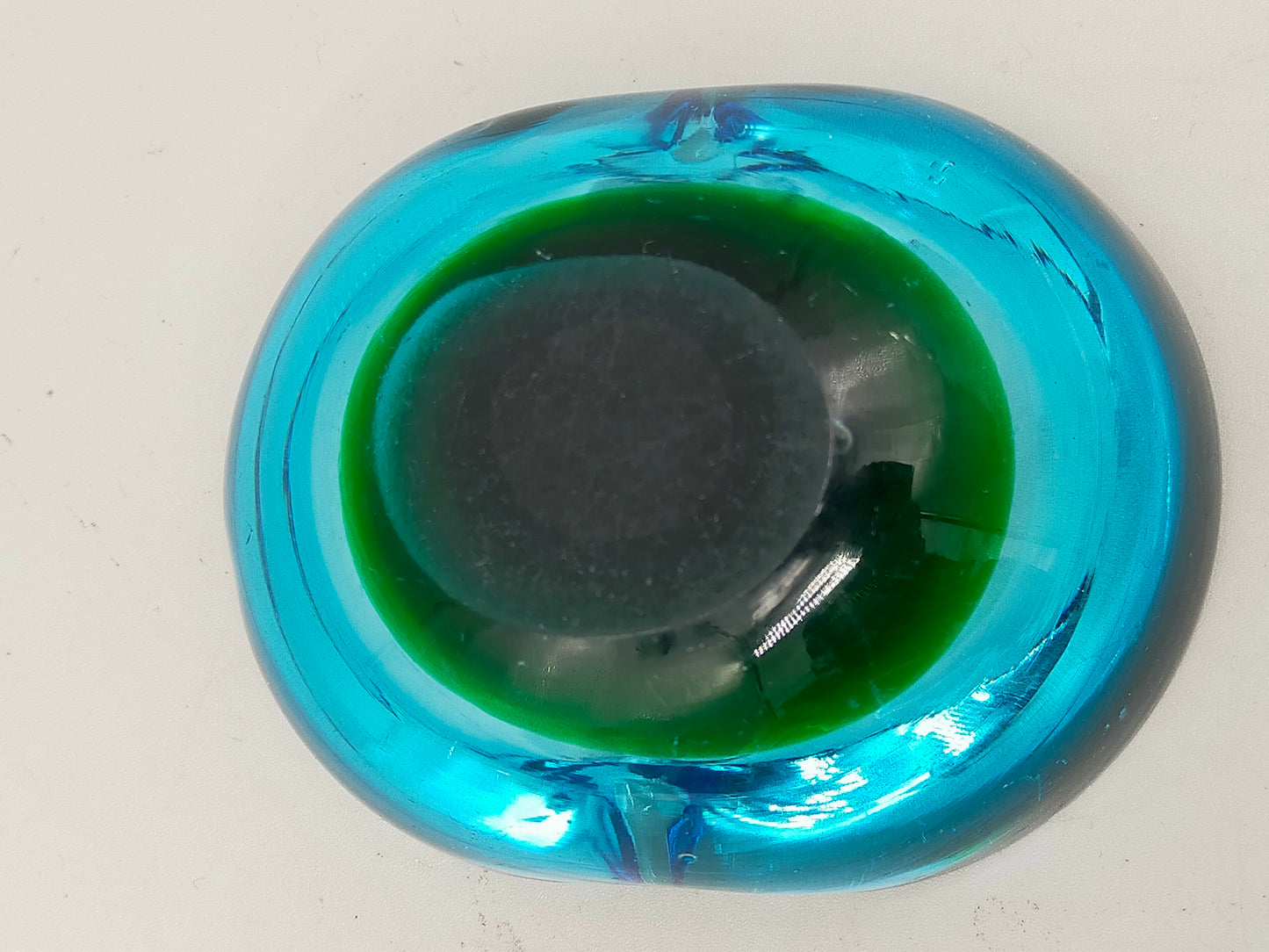 Vintage Murano Glas Aschenbecher Blau Grün – Massiv & Dekorativ