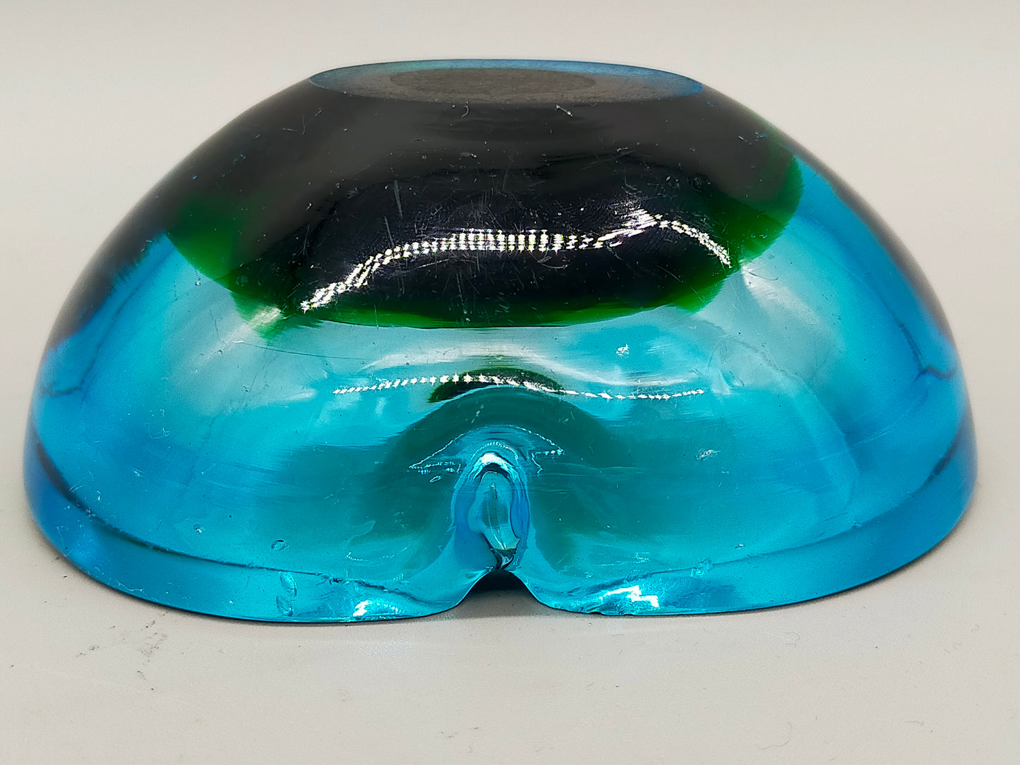 Vintage Murano Glas Aschenbecher Blau Grün – Massiv & Dekorativ