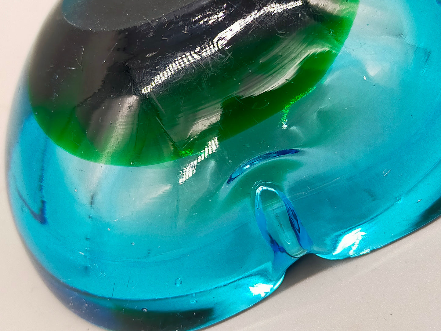 Vintage Murano Glas Aschenbecher Blau Grün – Massiv & Dekorativ