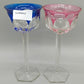 Elegante Kristallglas Kelche Blau & Rosa – Facettenschliff Design