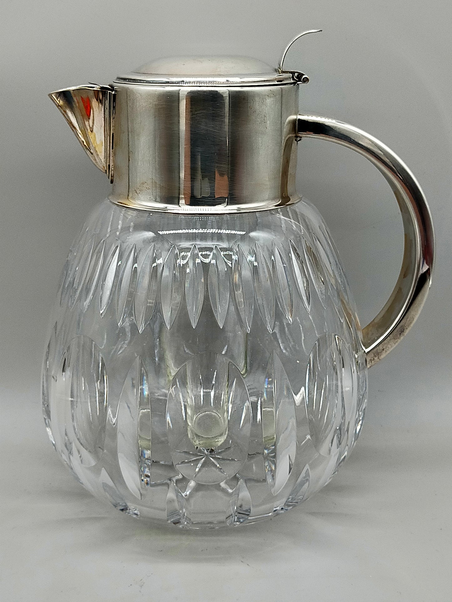 Kristall Glas Karaffe mit Metall Deckel & Einsatz – Vintage Stil
