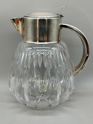 Kristall Glas Karaffe mit Metall Deckel & Einsatz – Vintage Stil