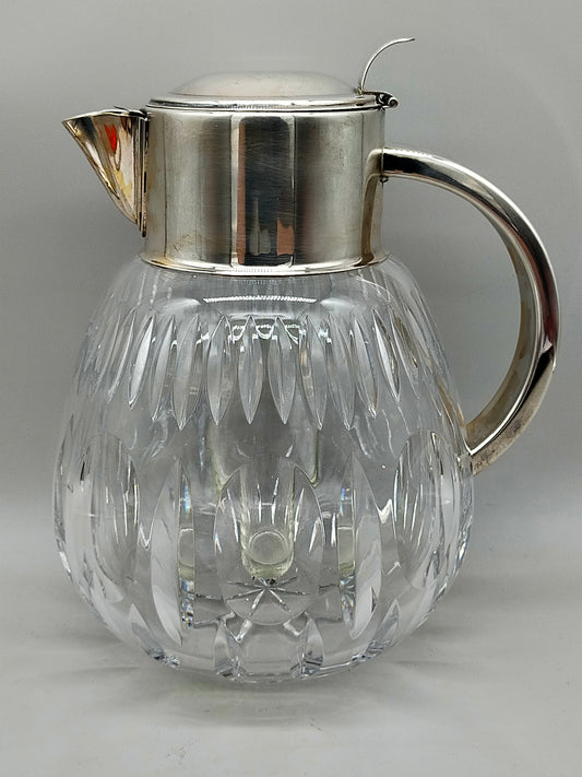 Kristall Glas Karaffe mit Metall Deckel & Einsatz – Vintage Stil