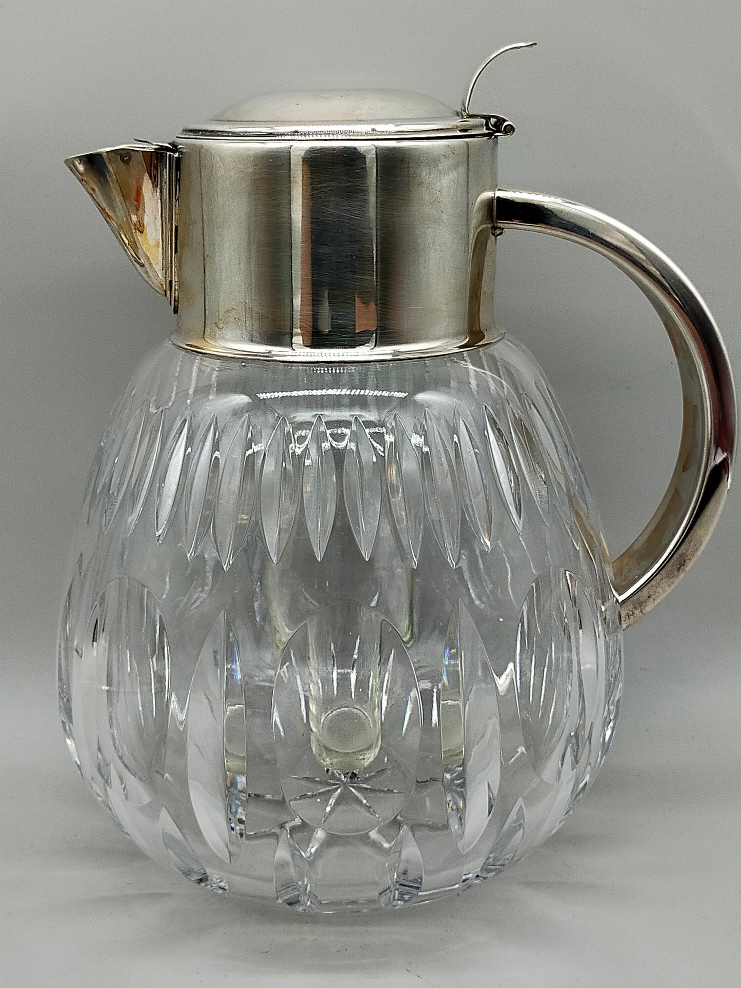 Kristall Glas Karaffe mit Metall Deckel & Einsatz – Vintage Stil