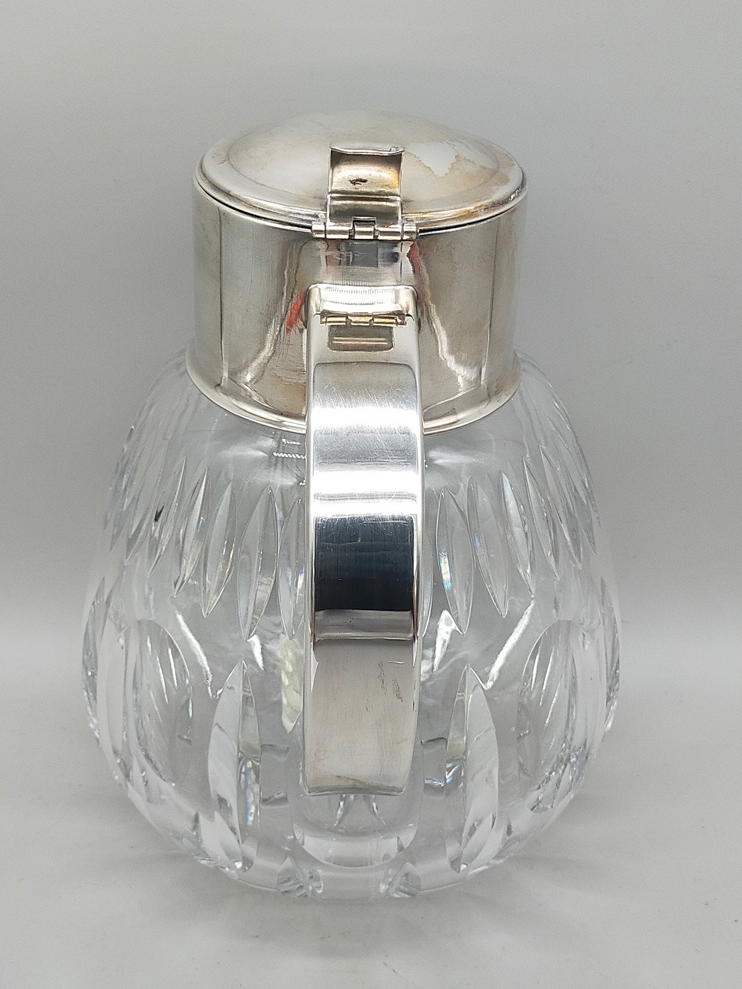 Kristall Glas Karaffe mit Metall Deckel & Einsatz – Vintage Stil