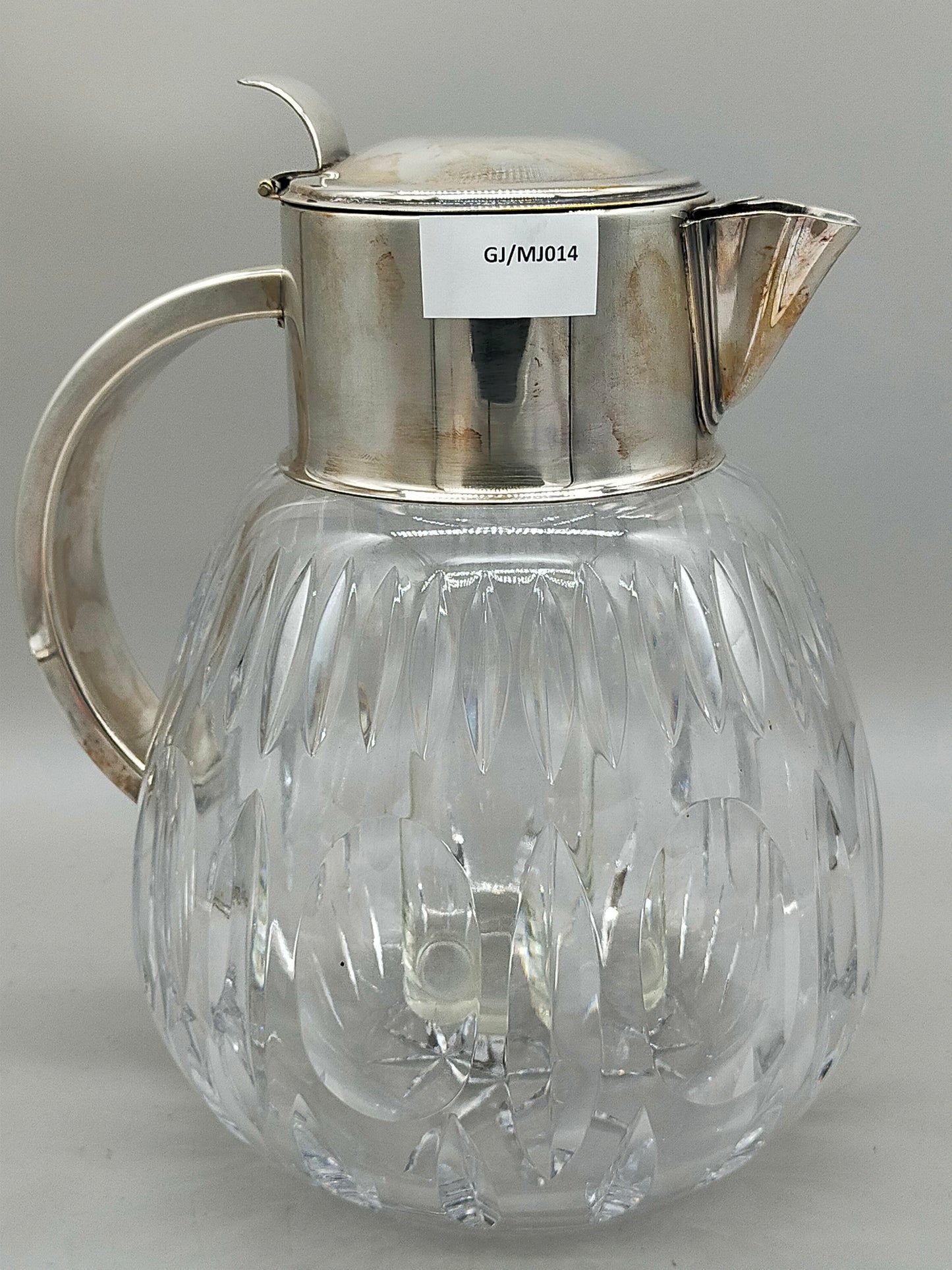Kristall Glas Karaffe mit Metall Deckel & Einsatz – Vintage Stil