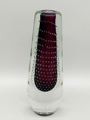 Murano Stil Glas Vase mit Luftblasen & rotem Kern