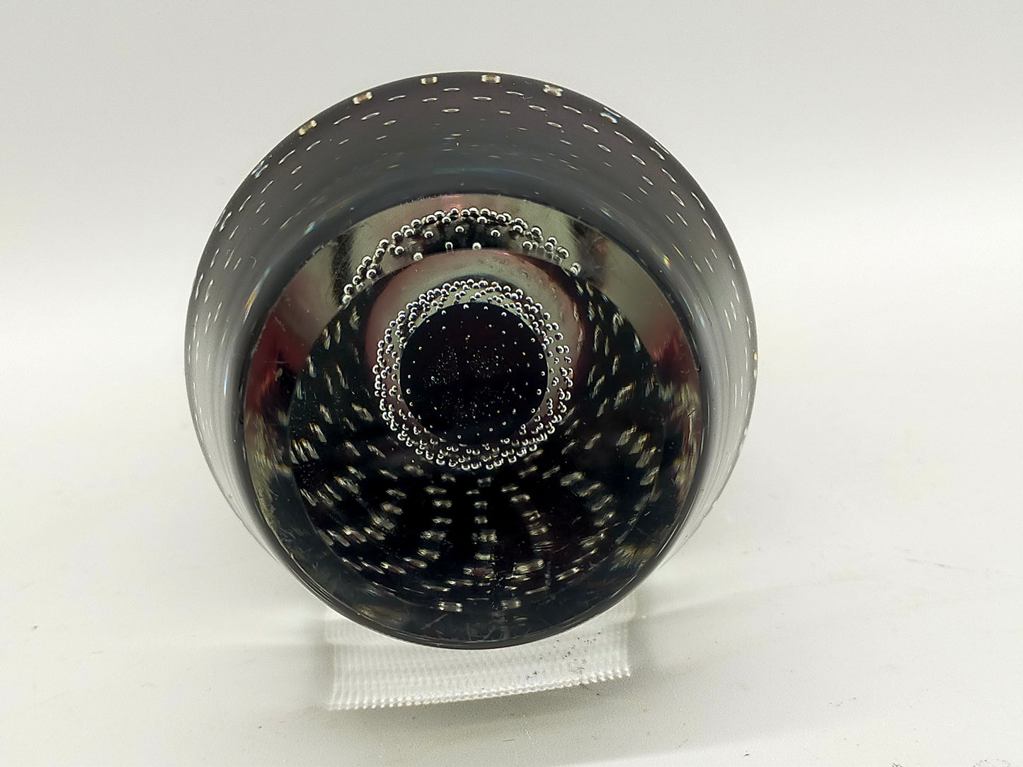 Murano Stil Glas Vase mit Luftblasen & rotem Kern