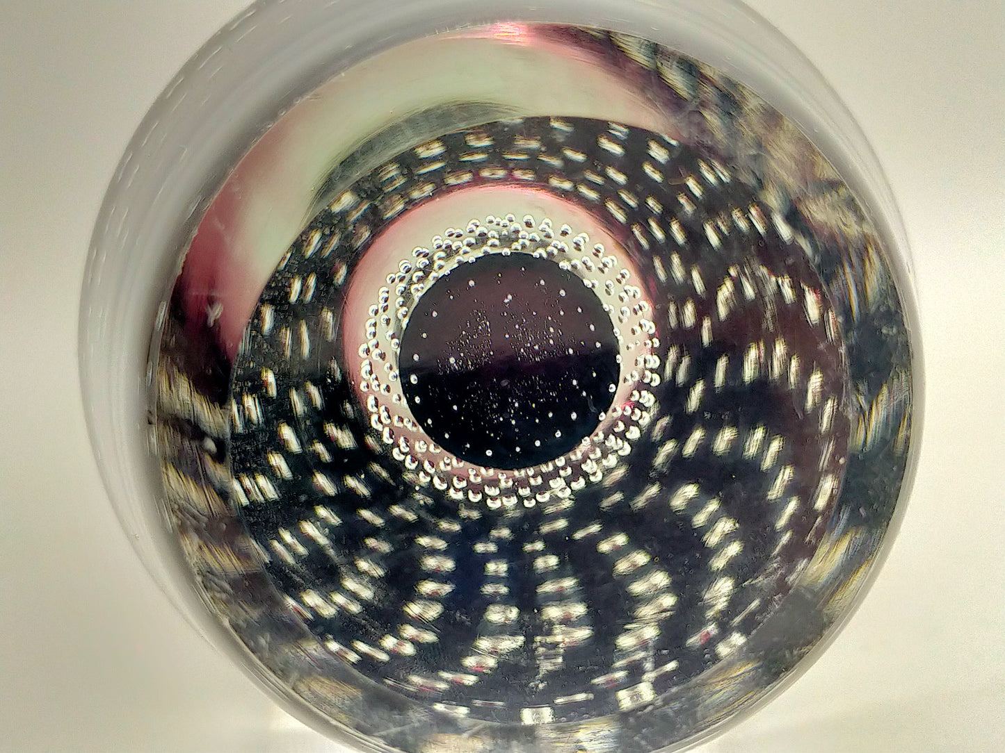 Murano Stil Glas Vase mit Luftblasen & rotem Kern