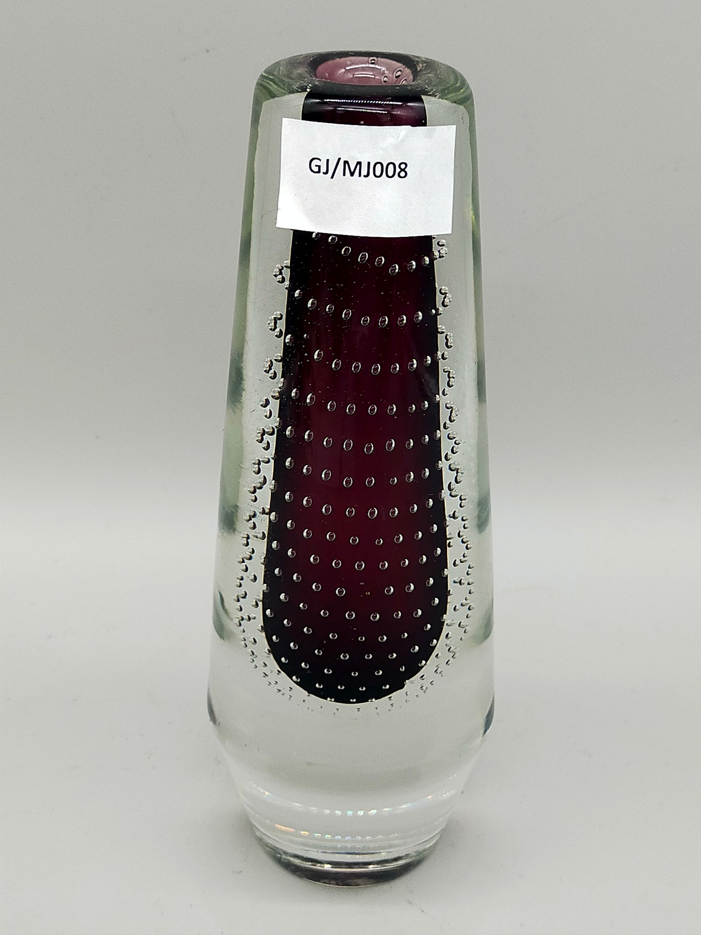 Murano Stil Glas Vase mit Luftblasen & rotem Kern