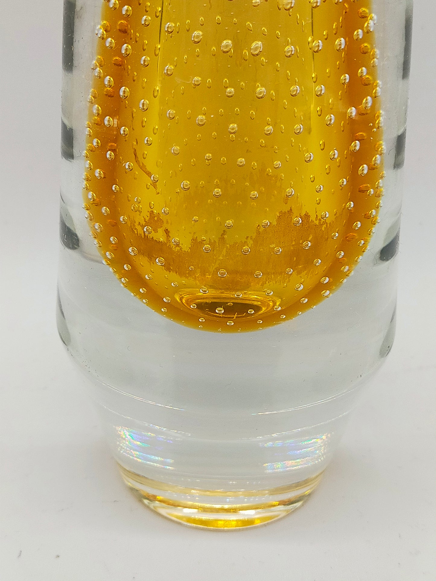 Murano Stil Glas Vase Amber mit Luftblasen Dekor