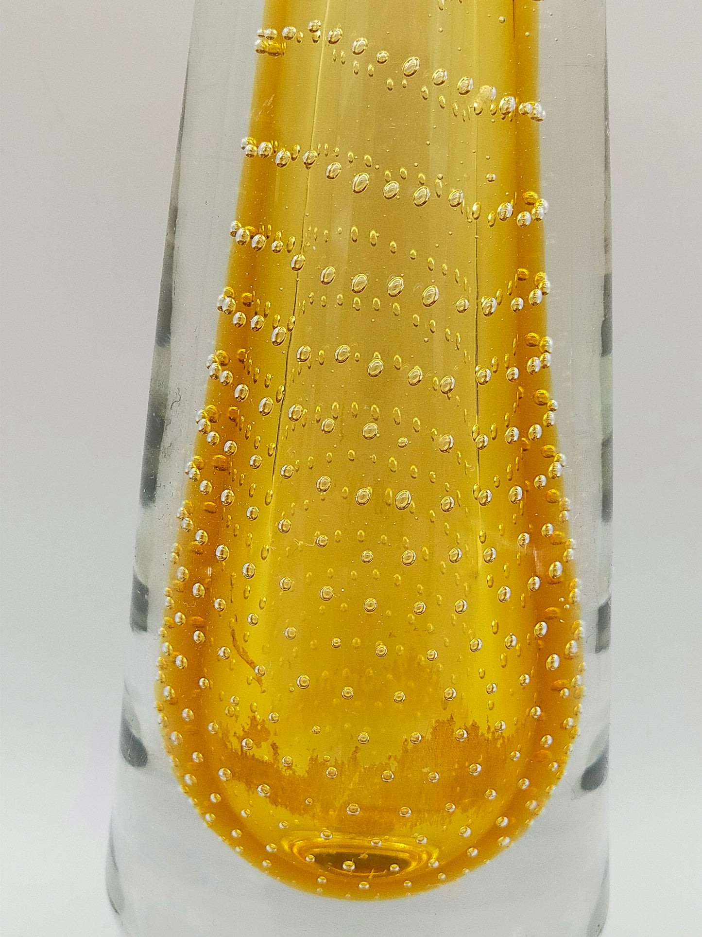 Murano Stil Glas Vase Amber mit Luftblasen Dekor
