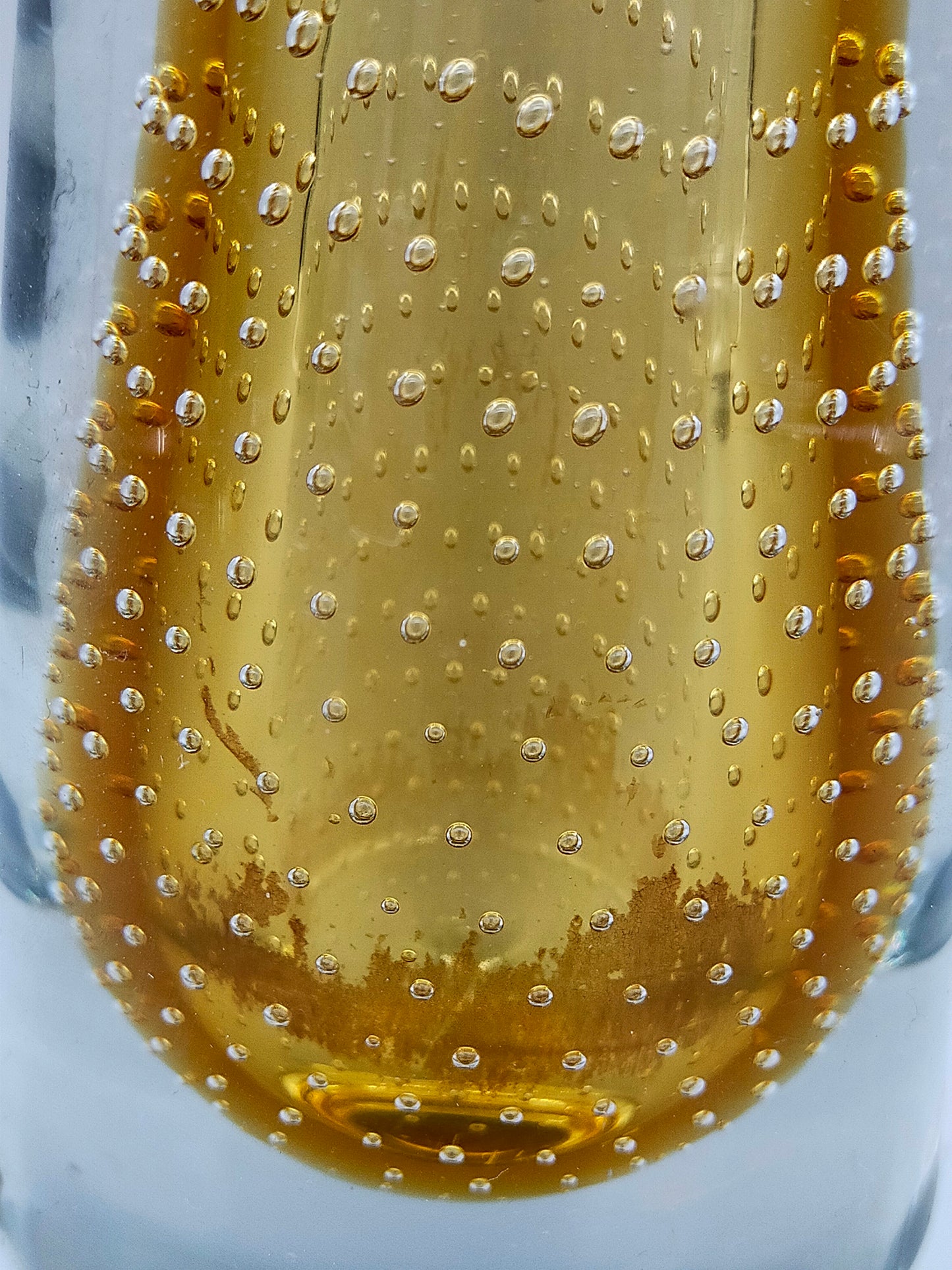 Murano Stil Glas Vase Amber mit Luftblasen Dekor