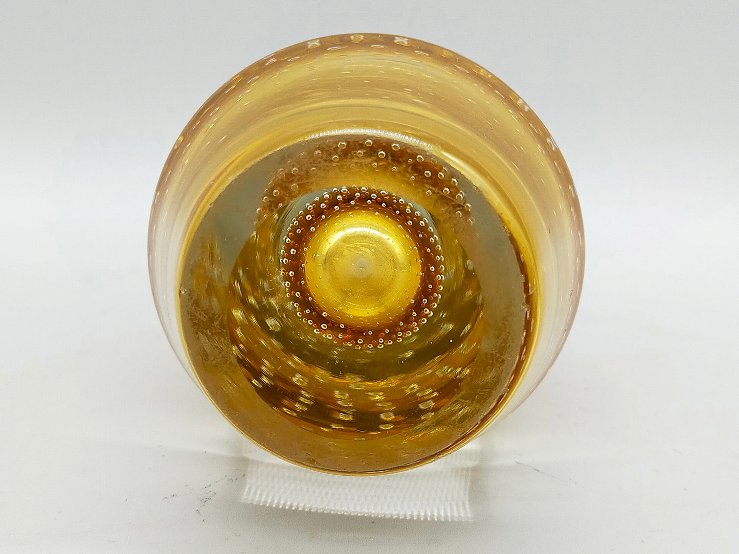 Murano Stil Glas Vase Amber mit Luftblasen Dekor