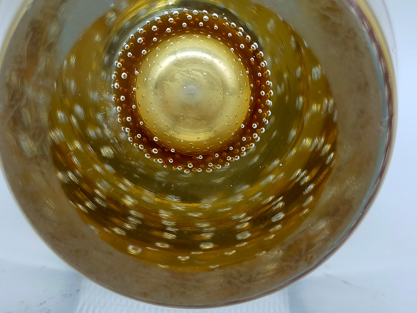 Murano Stil Glas Vase Amber mit Luftblasen Dekor