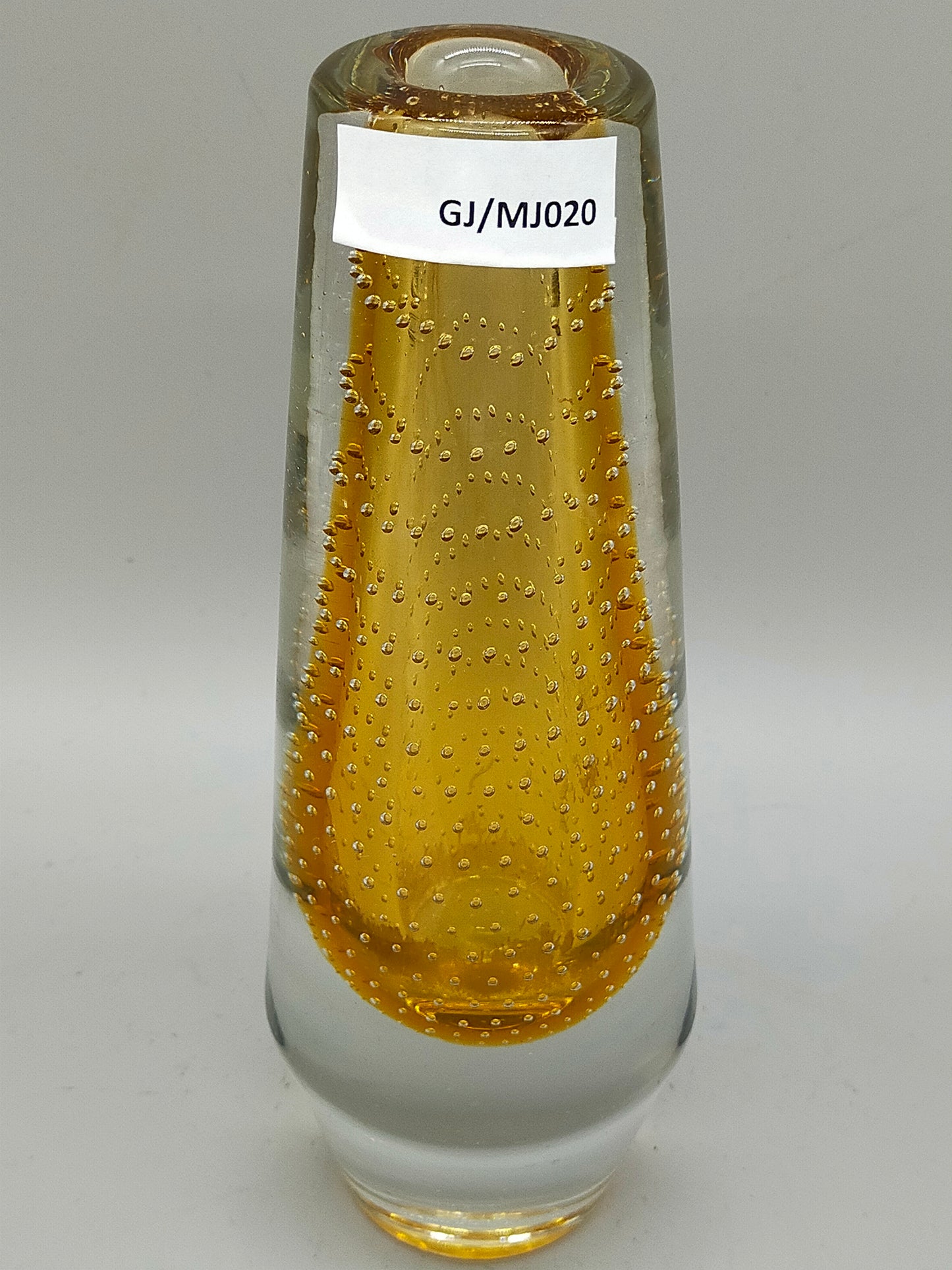 Murano Stil Glas Vase Amber mit Luftblasen Dekor