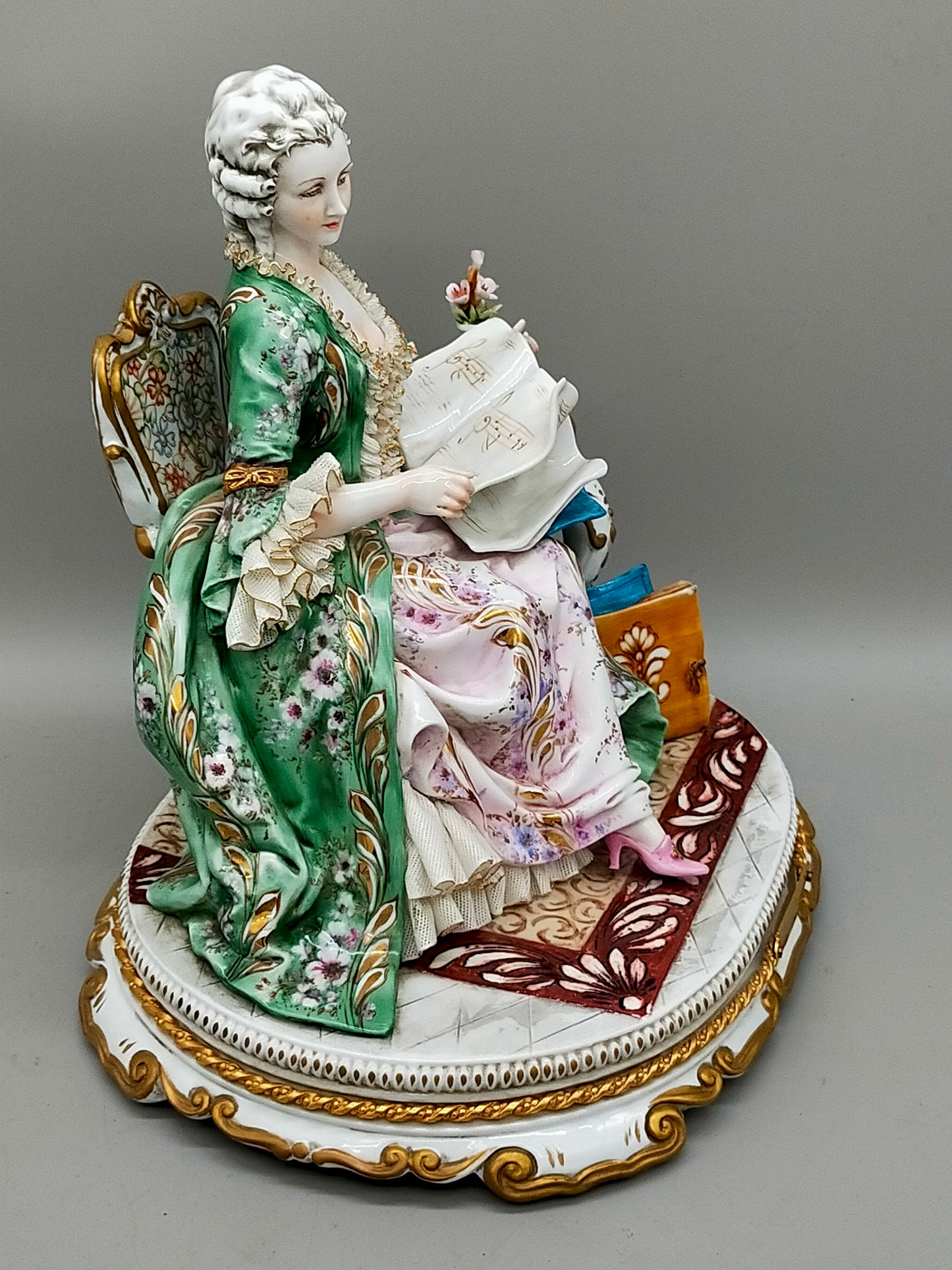 Capodimonte Porzellan Figur Madame Pompadour Italien Signiert