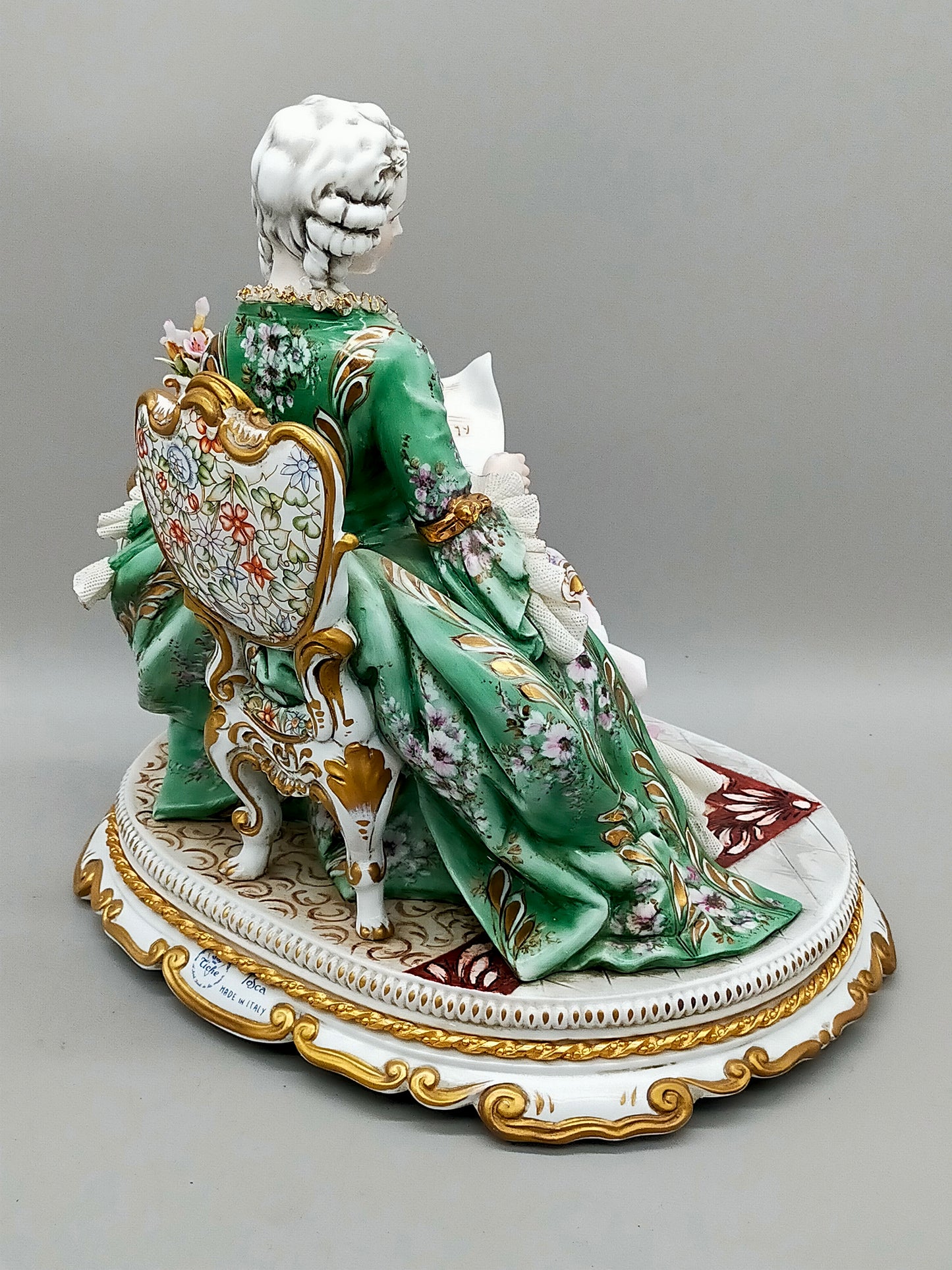 Capodimonte Porzellan Figur Madame Pompadour Italien Signiert