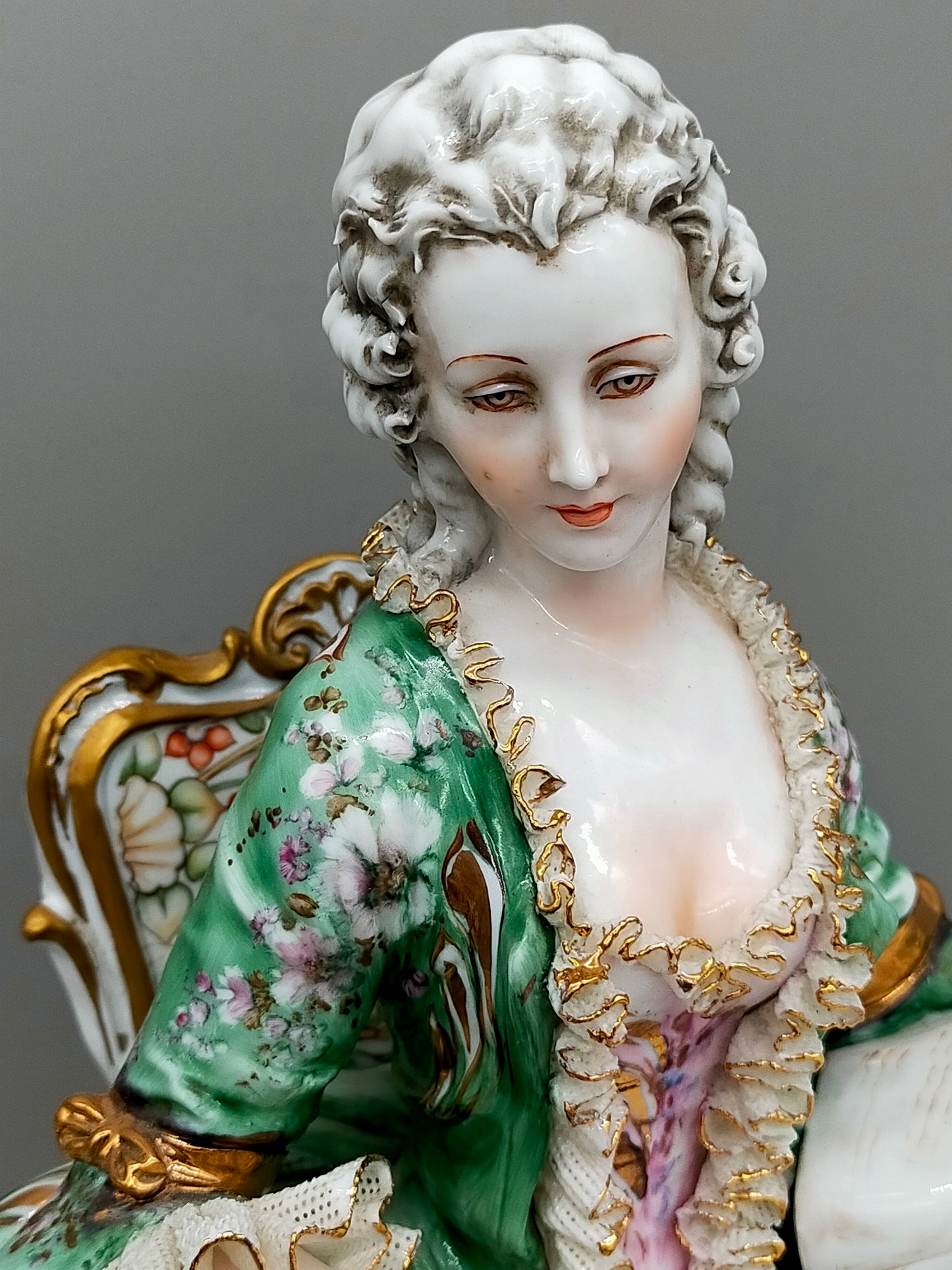 Capodimonte Porzellan Figur Madame Pompadour Italien Signiert