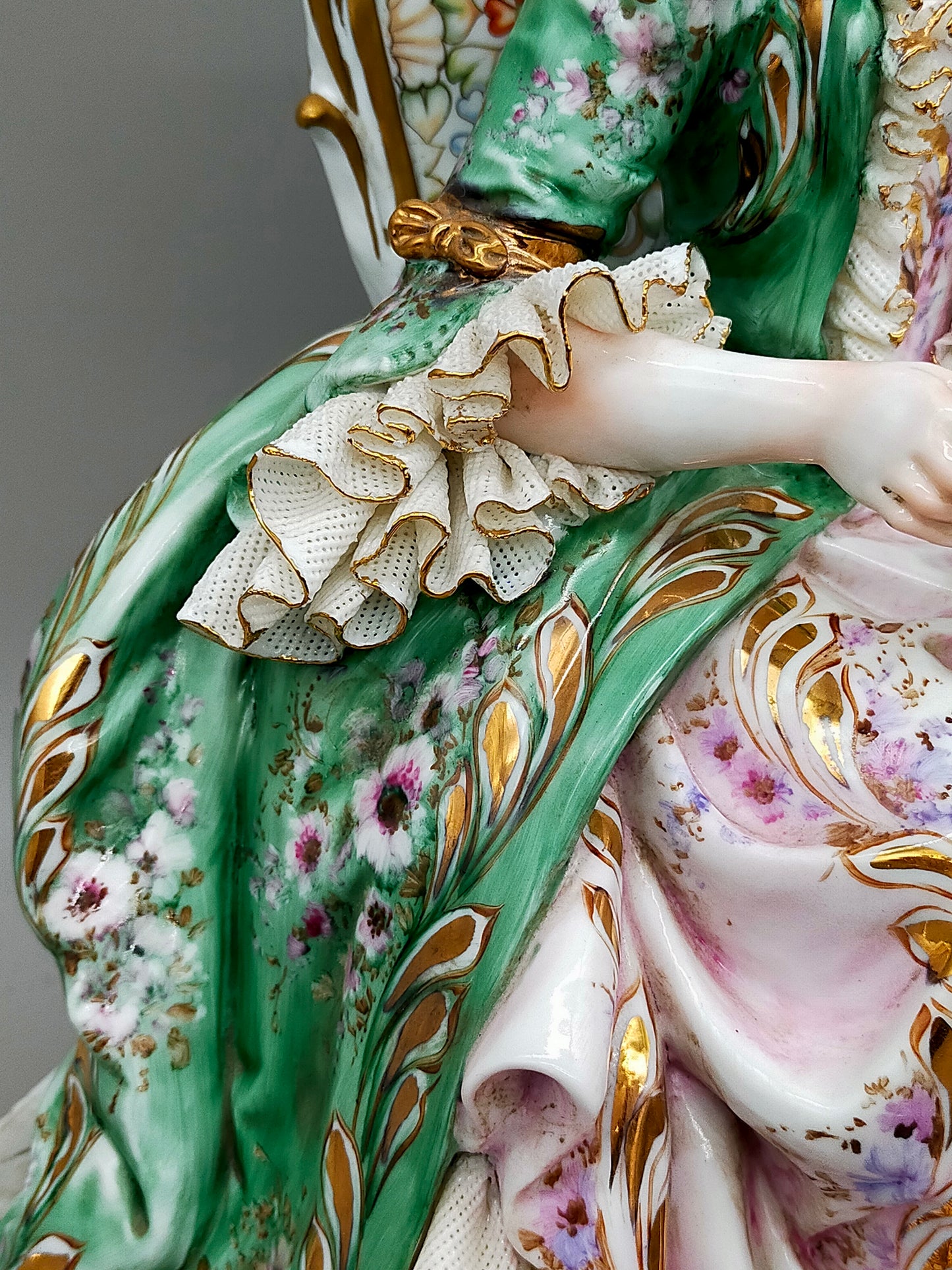 Capodimonte Porzellan Figur Madame Pompadour Italien Signiert
