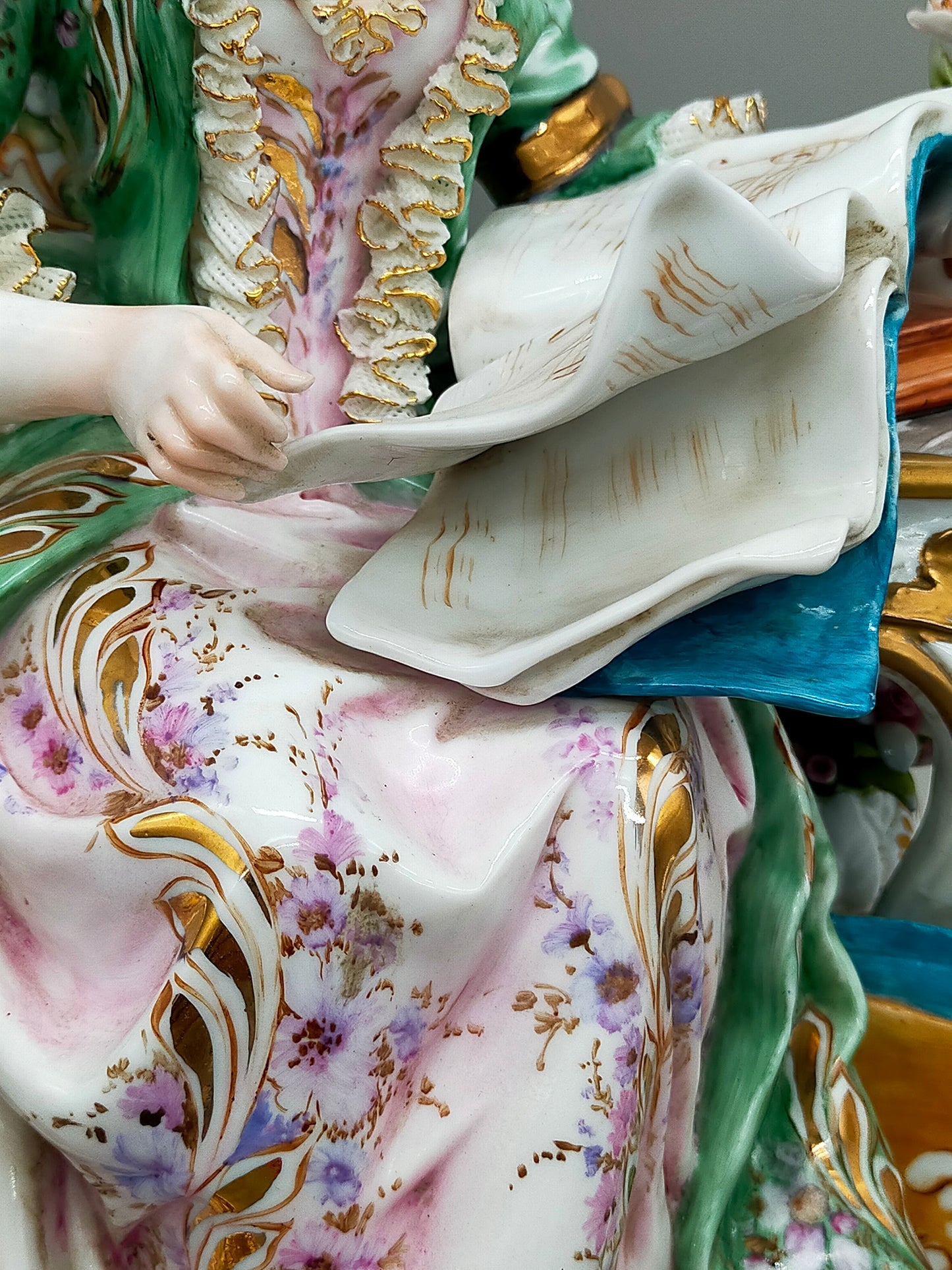 Capodimonte Porzellan Figur Madame Pompadour Italien Signiert