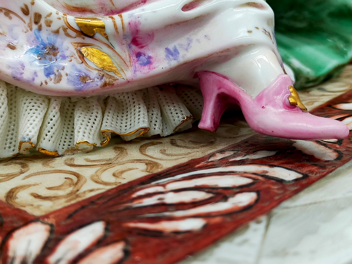 Capodimonte Porzellan Figur Madame Pompadour Italien Signiert