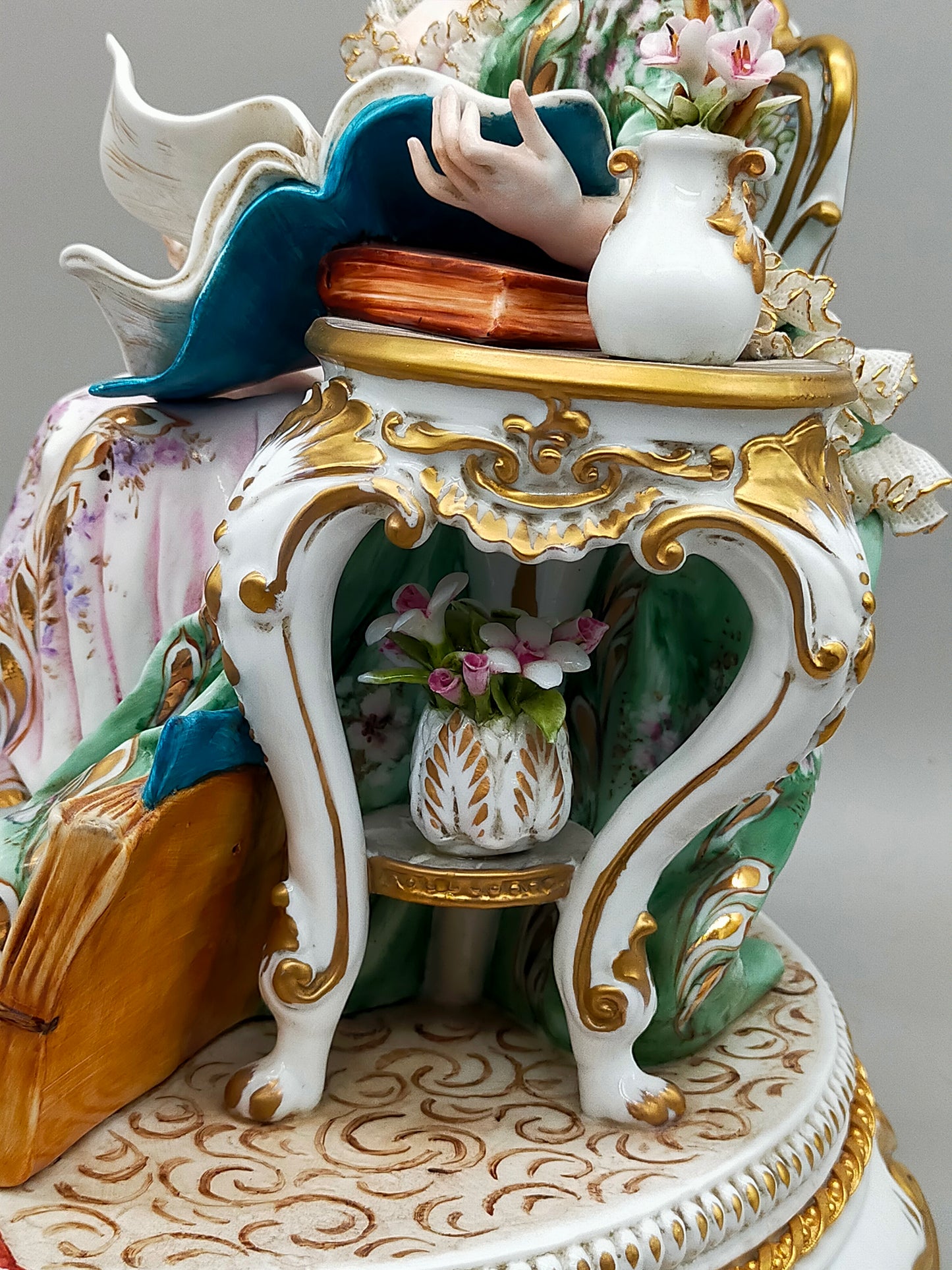 Capodimonte Porzellan Figur Madame Pompadour Italien Signiert