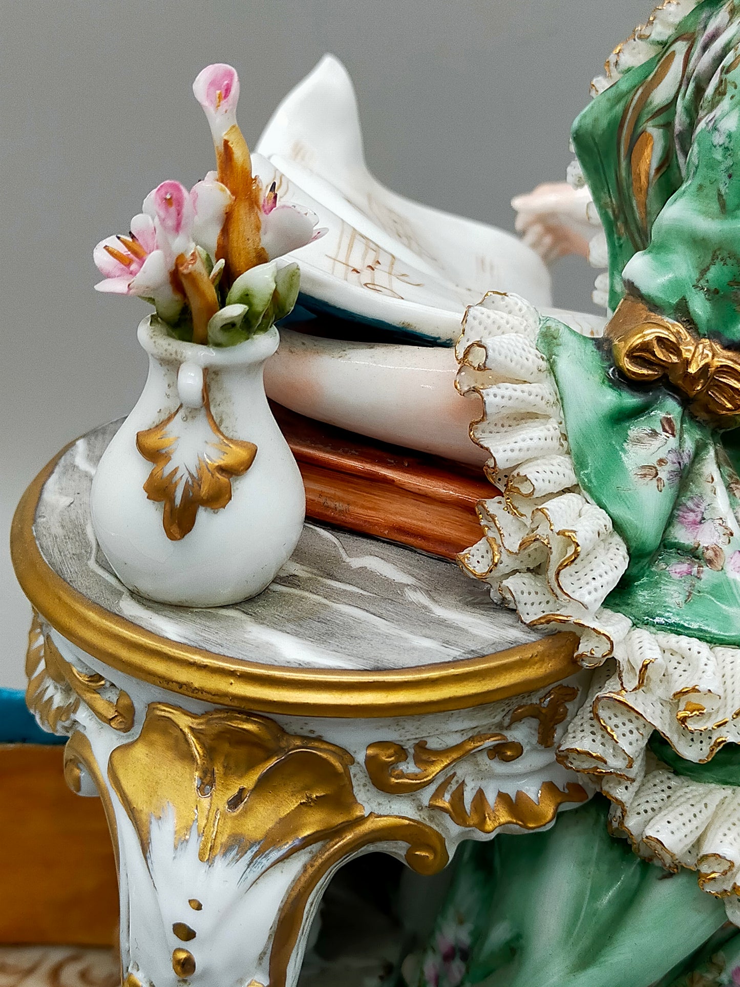 Capodimonte Porzellan Figur Madame Pompadour Italien Signiert