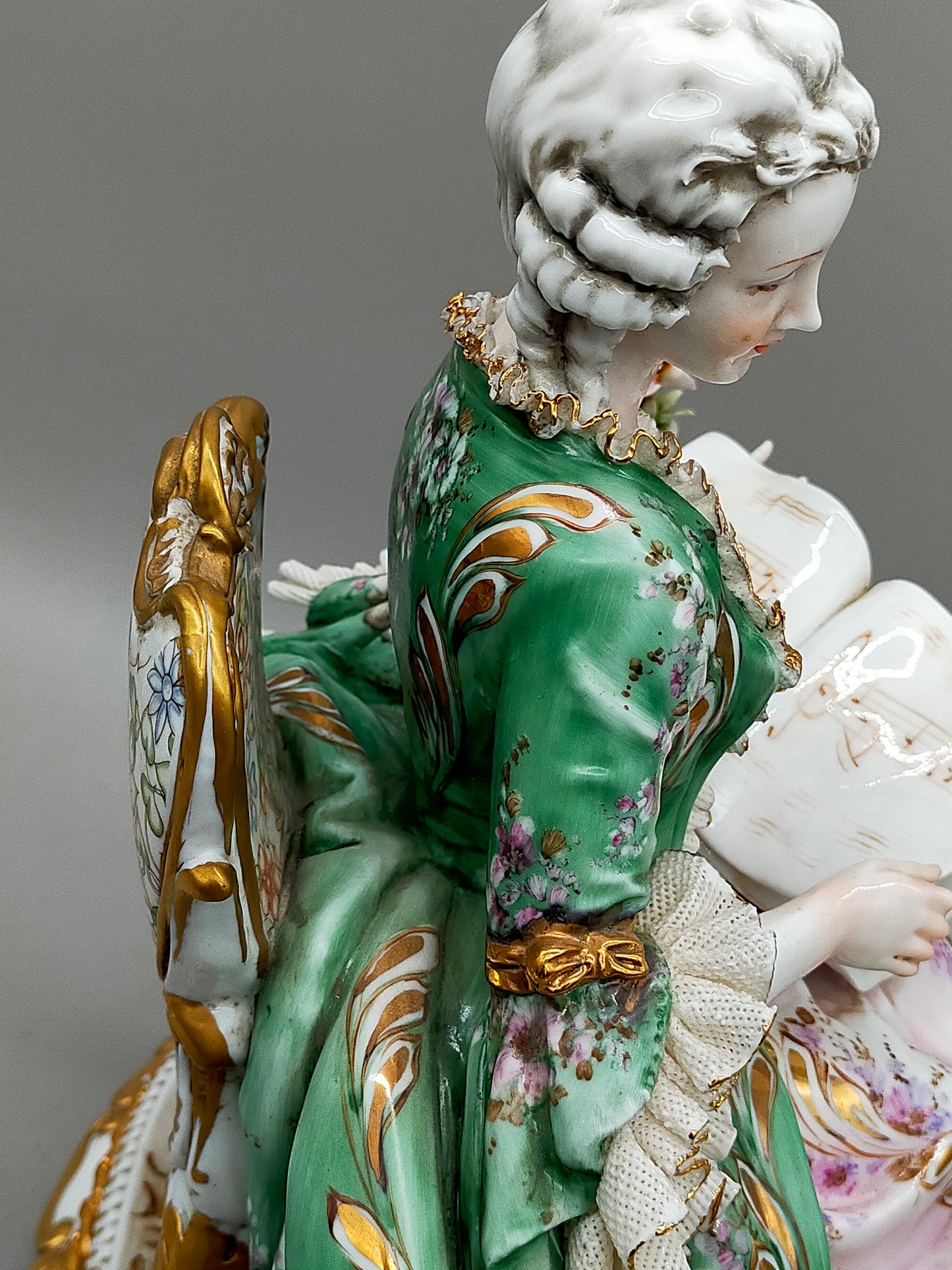 Capodimonte Porzellan Figur Madame Pompadour Italien Signiert