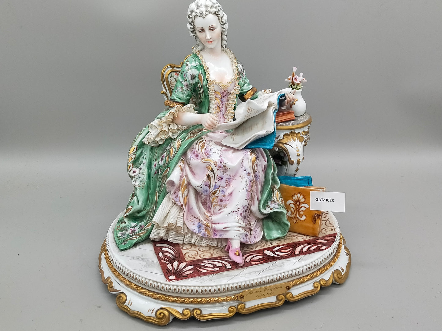 Capodimonte Porzellan Figur Madame Pompadour Italien Signiert