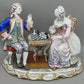 Limoges Porzellan Figur Paar Schach Szene handarbeit signiert