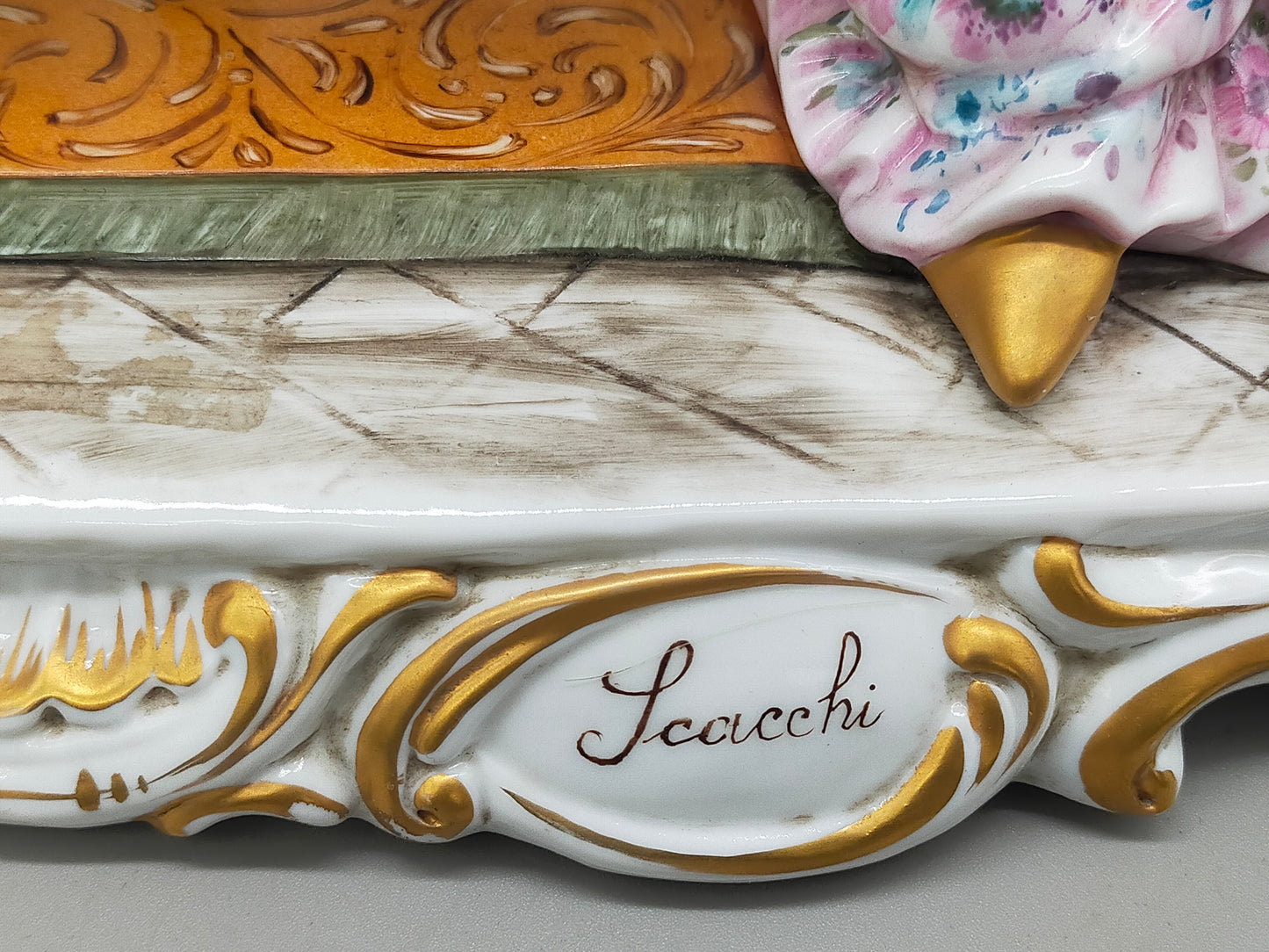 Limoges Porzellan Figur Paar Schach Szene handarbeit signiert