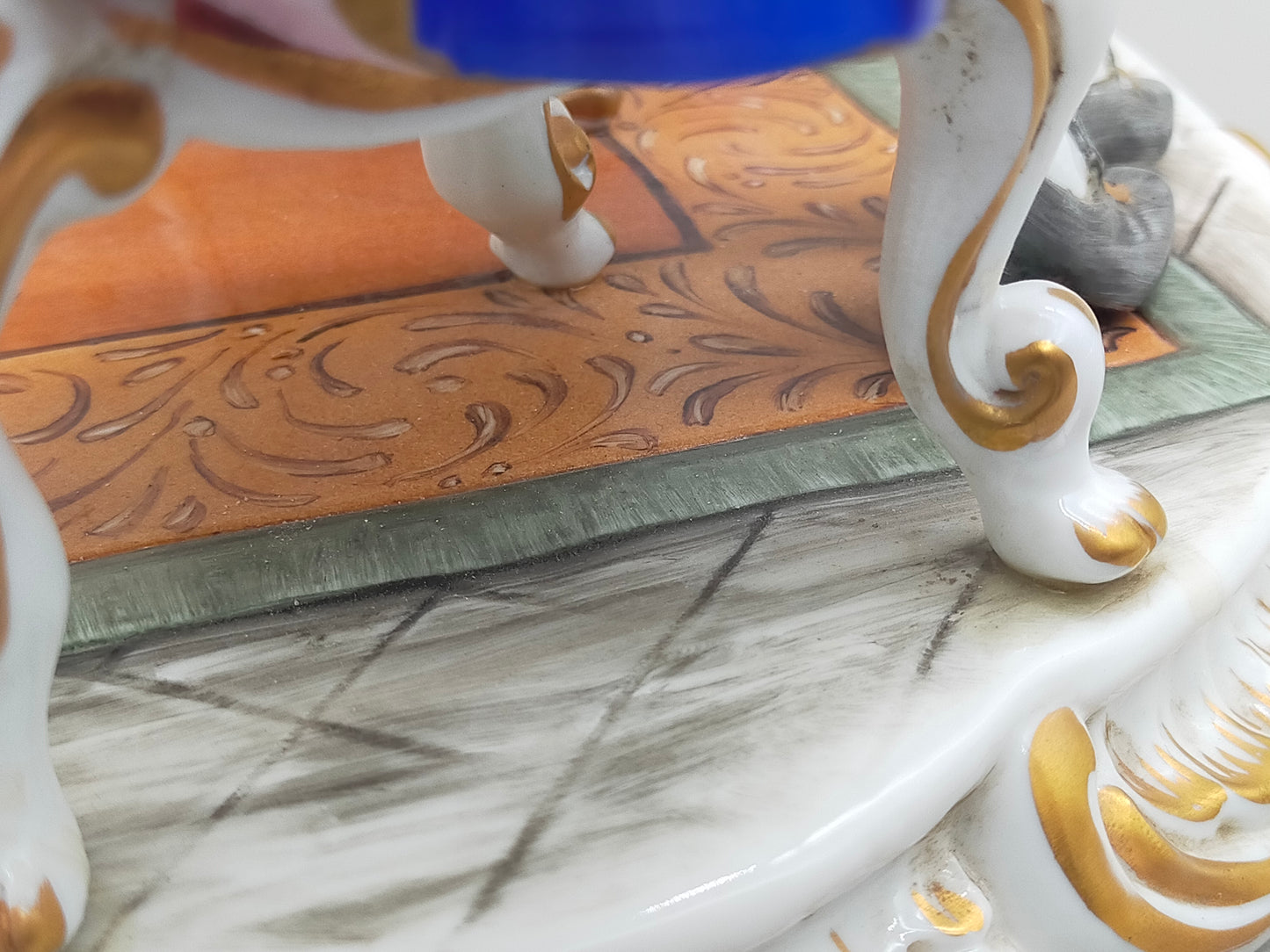 Limoges Porzellan Figur Paar Schach Szene handarbeit signiert