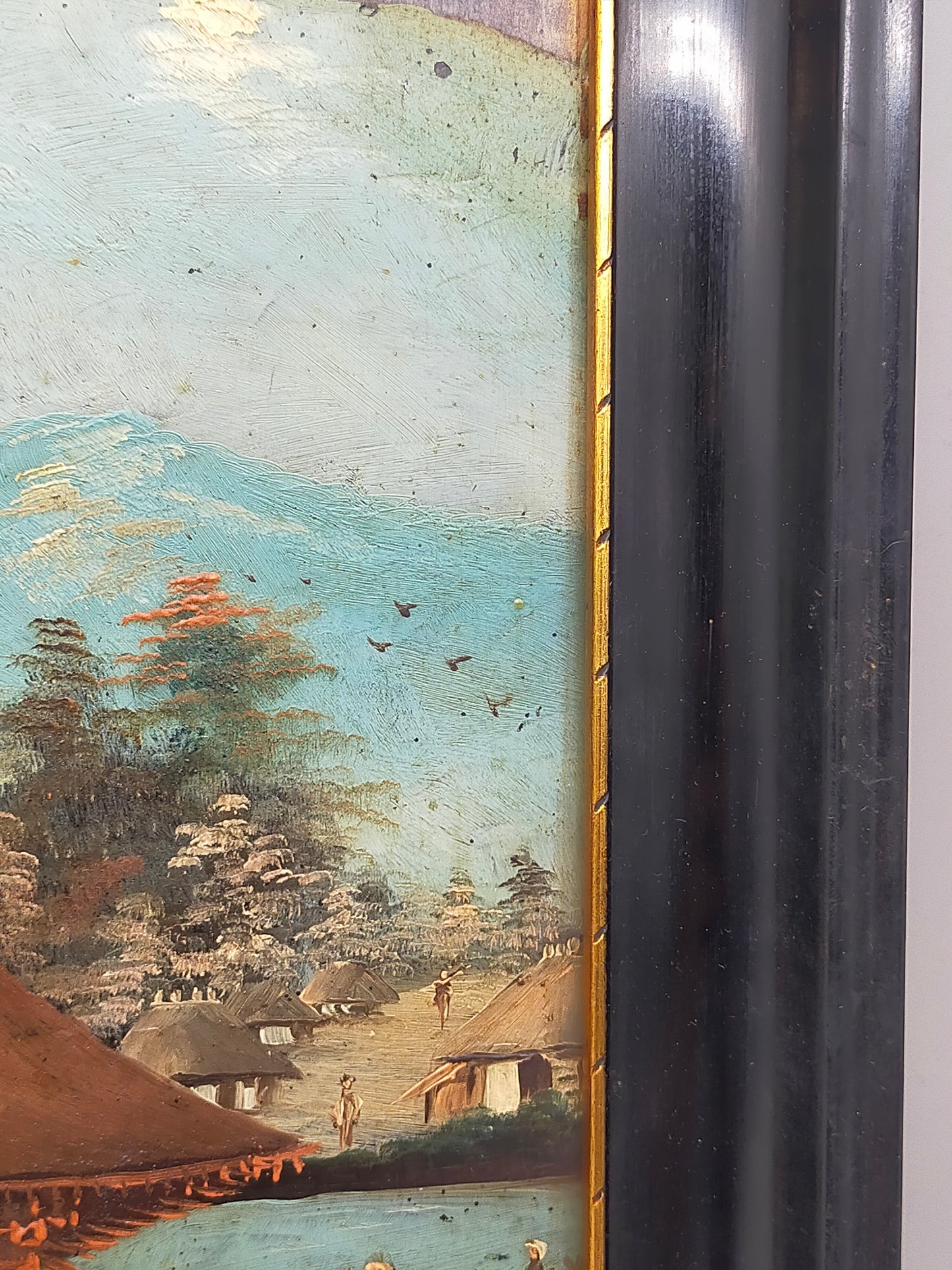 Antike Japanische Landschaftsgemälde Relief Malerei - Wandbild