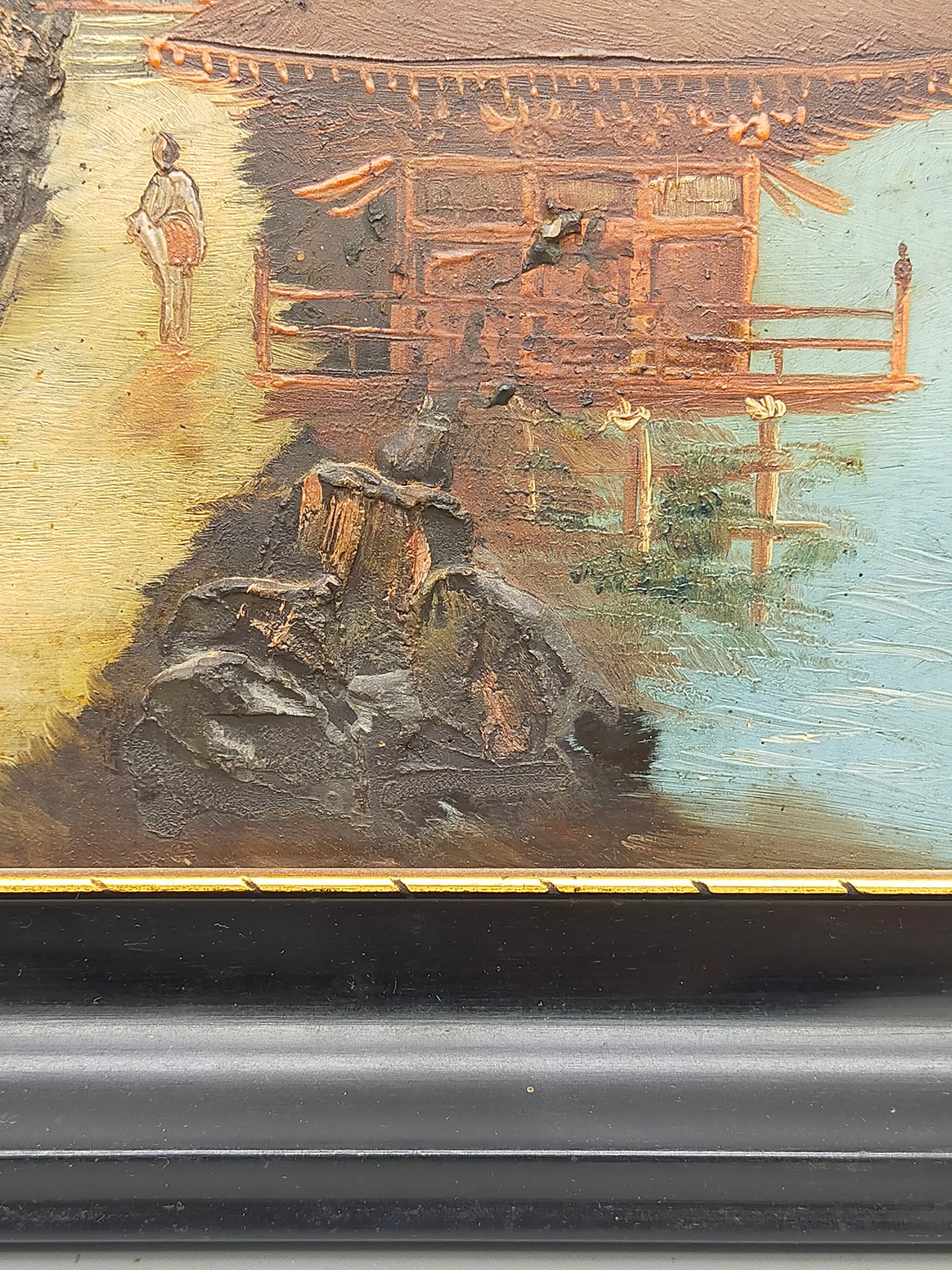 Antike Japanische Landschaftsgemälde Relief Malerei - Wandbild