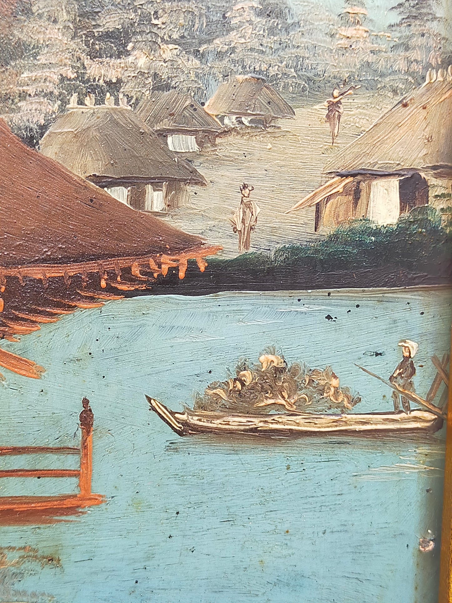 Antike Japanische Landschaftsgemälde Relief Malerei - Wandbild