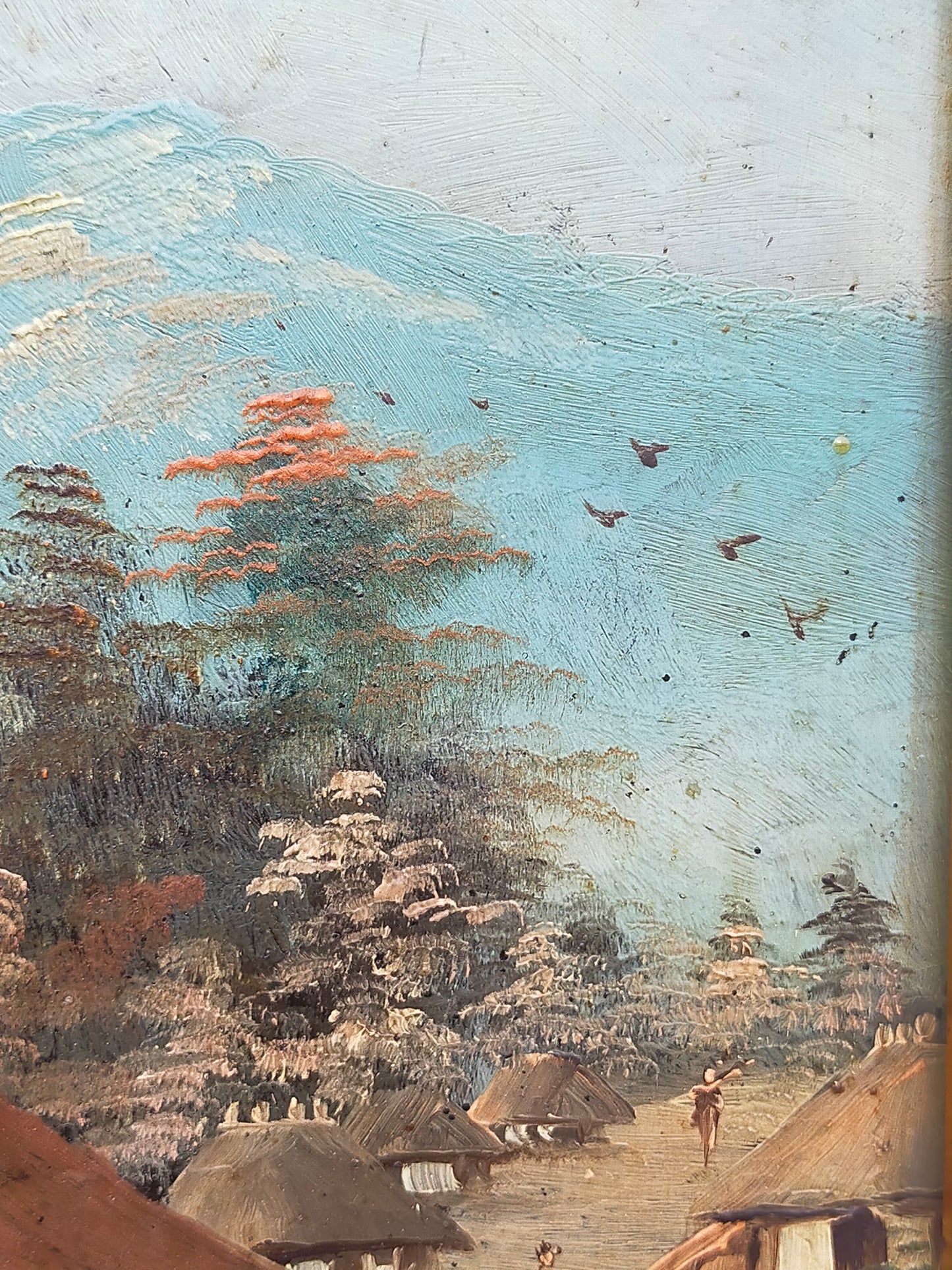 Antike Japanische Landschaftsgemälde Relief Malerei - Wandbild