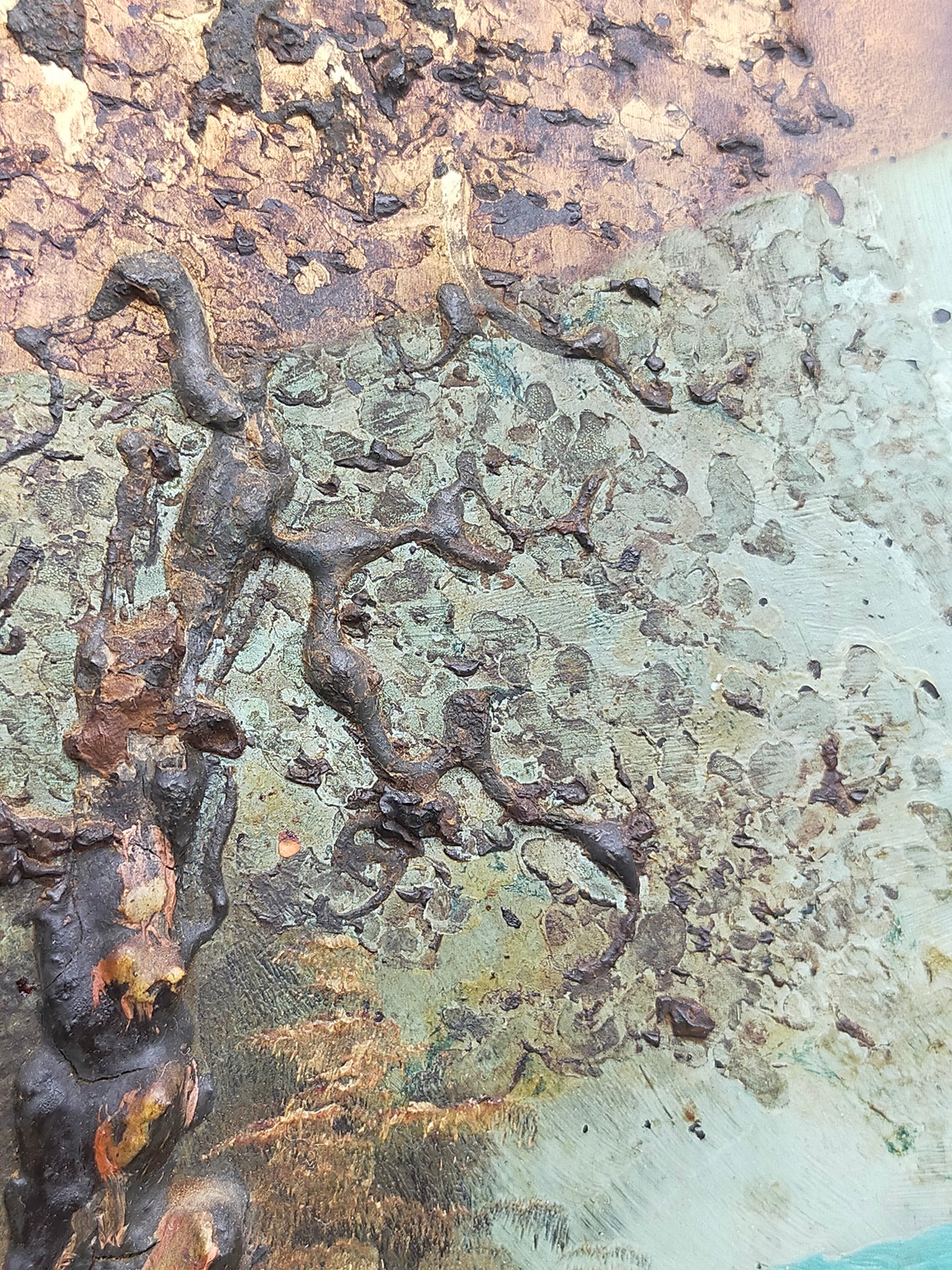 Antike Japanische Landschaftsgemälde Relief Malerei - Wandbild