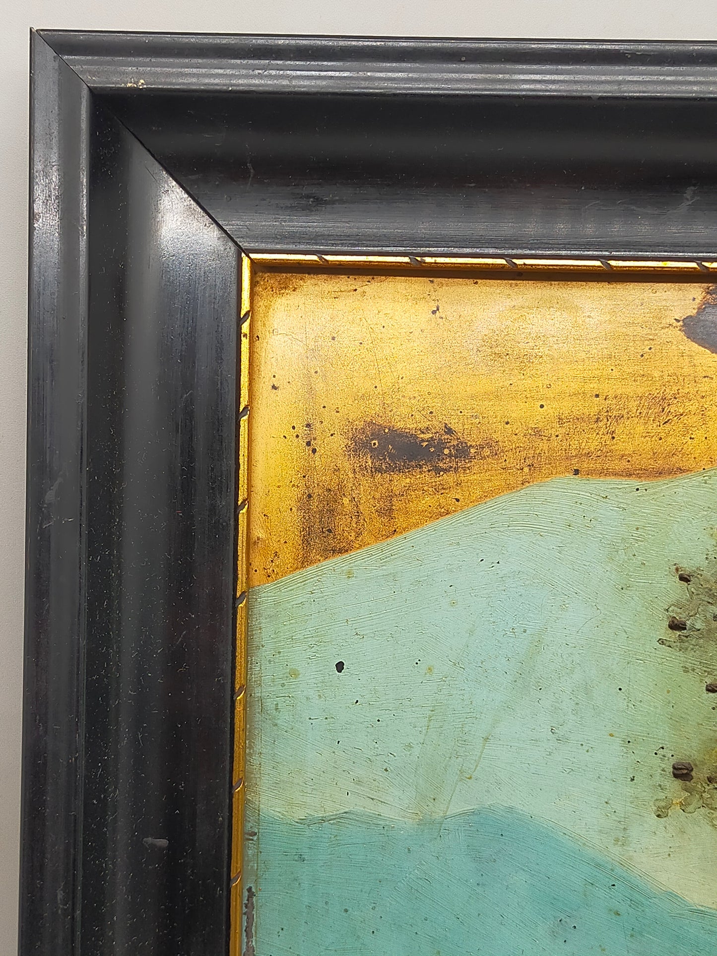 Japanische Pagoden Landschaft Relief Gemälde Vintage Wandbild