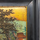 Japanische Pagoden Landschaft Relief Gemälde Vintage Wandbild