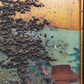 Japanische Pagoden Landschaft Relief Gemälde Vintage Wandbild